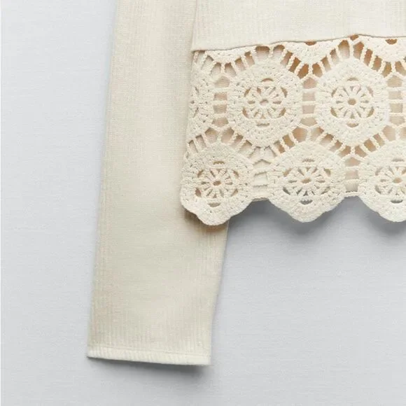 Zara Crochet Knit Co-Ord Set Skirt Top New - Picture 5 of 9